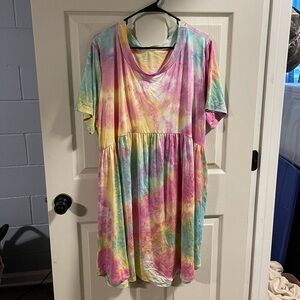 Colorful Tie-Dye Midi Dress